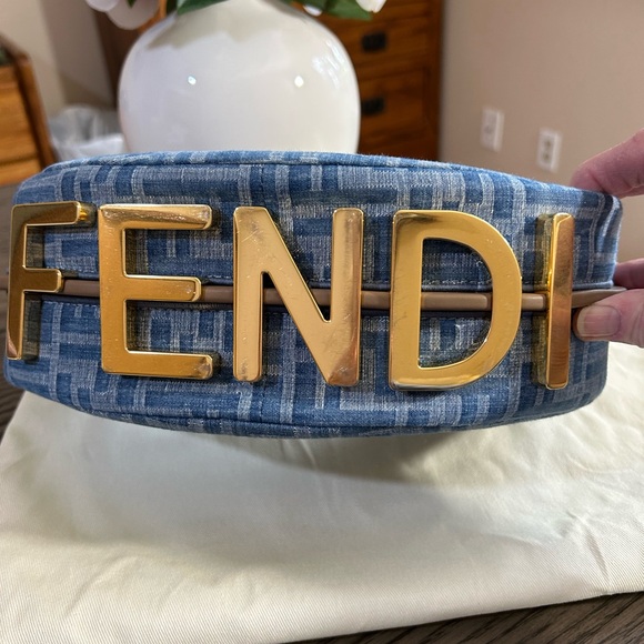 Fendi Light Blue Denim Fabric Fendigraphy Small Bag - Picture 4 of 11